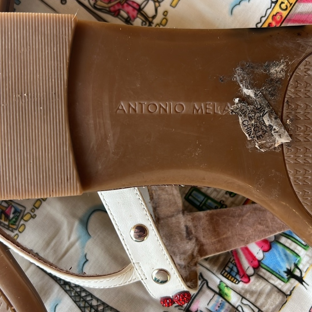 Antonio Melani summer t strap sandals with tiny rhinestone cherries - Picture 7 of 12